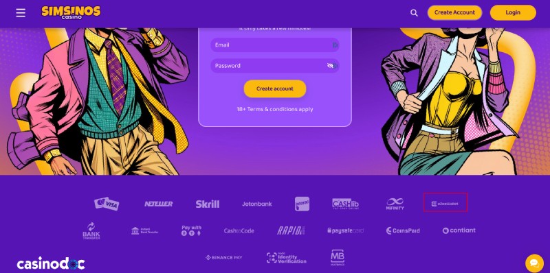 eZeeWallet sur SimSinos Casino 2