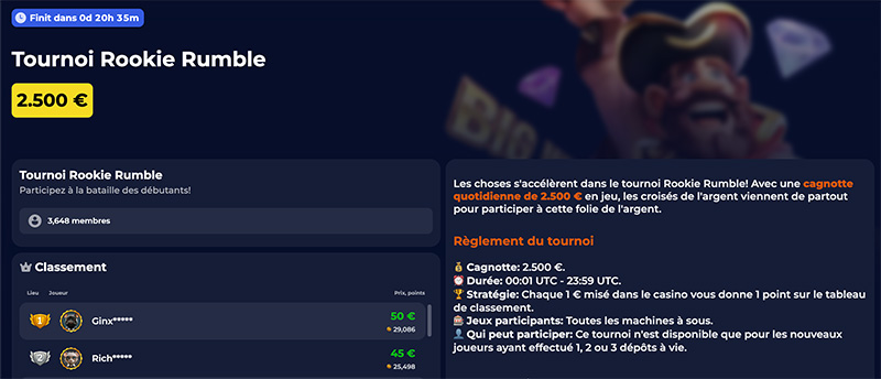participer a des tournois sur nine casino