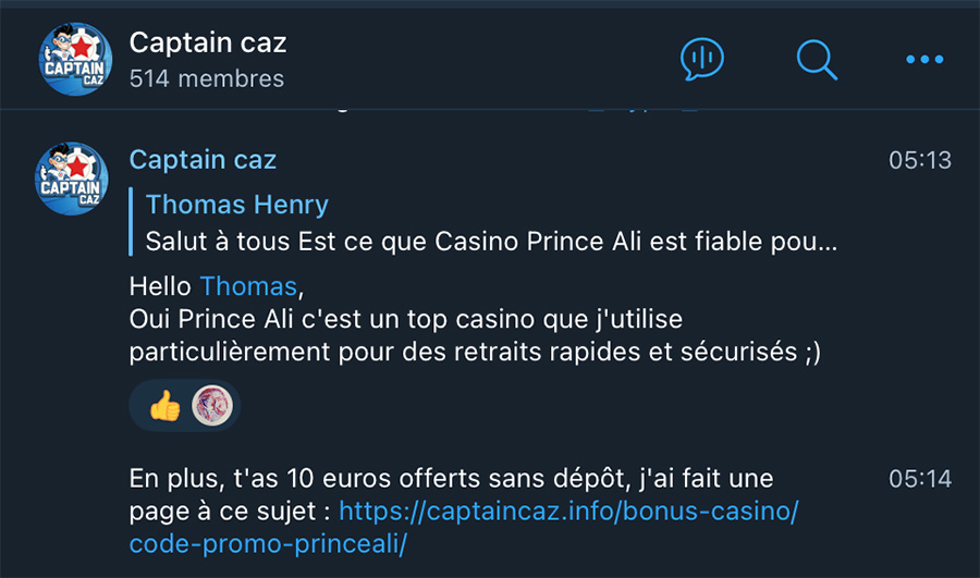 Bonus sans depot de 10 euros sur telegram