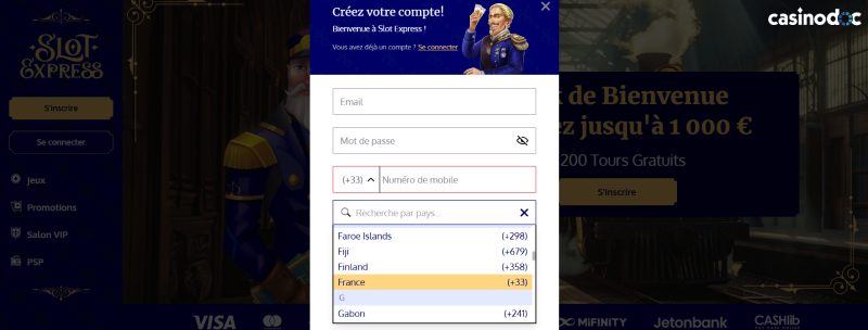 Inscription étape 2 SlotExpress