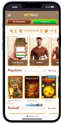 Interface mobile BetHall