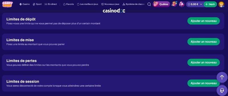 jeu responsable candyspinz