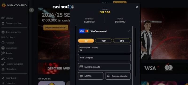 retrait instant casino