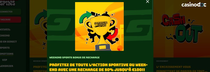 Bonus recharge Sombrero Spins