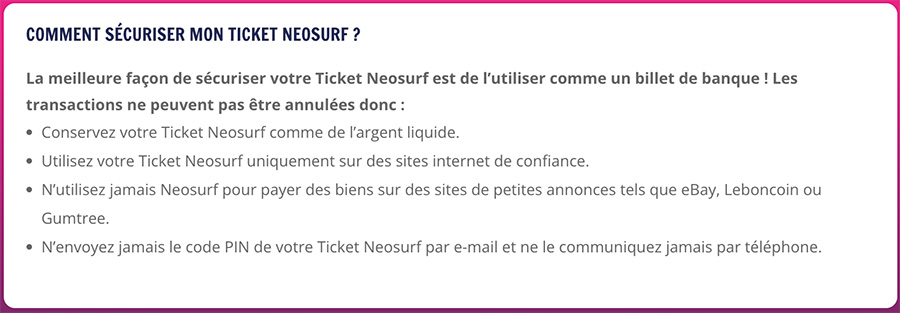 Comment sécuriser mon ticket Neosurf