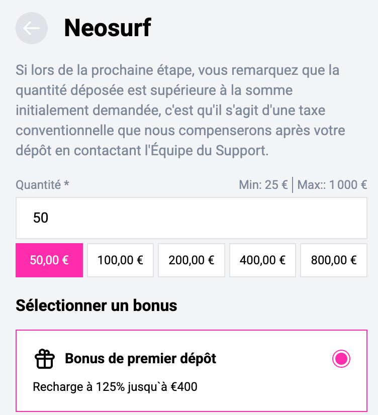 Dépôt Neosurf sur Slots Hammer