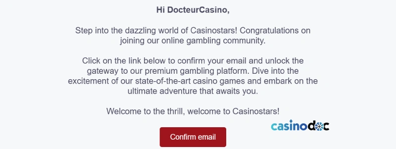 Inscription Casinostars étape 3