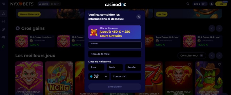 Inscription étape 4 Nyxbets