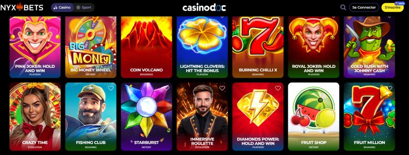 Jeux de casino sur Nyxbets