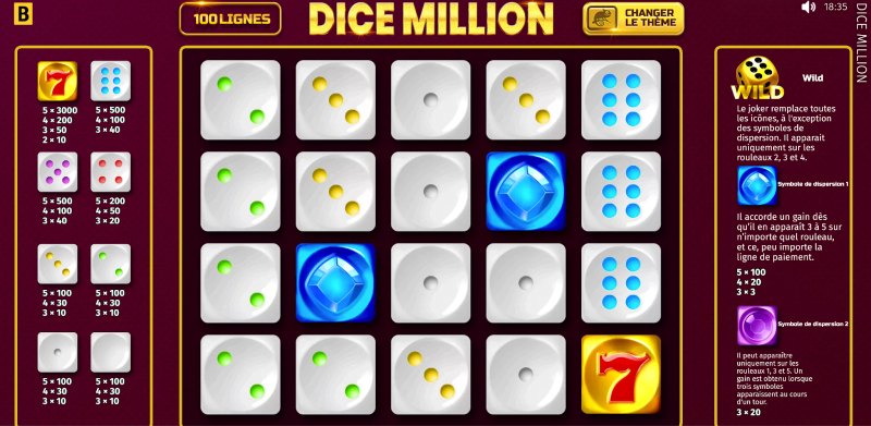 Le mini jeu Dice Million