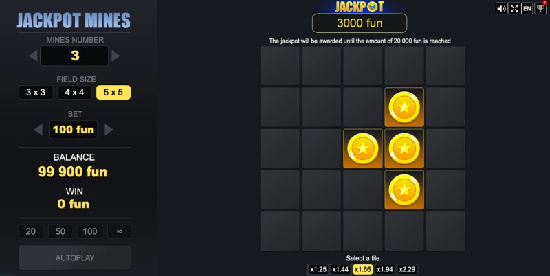 Mini jeu Jackpot Mines