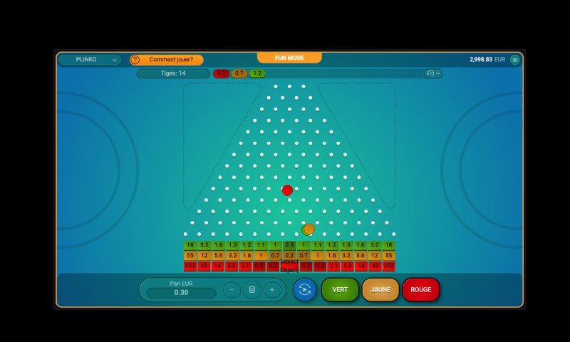 Le mini jeu Plinko