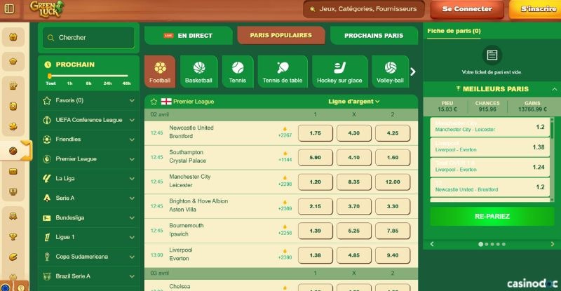 paris sportifs greenluck casino