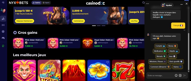 Echange avec le service client de Nyxbets