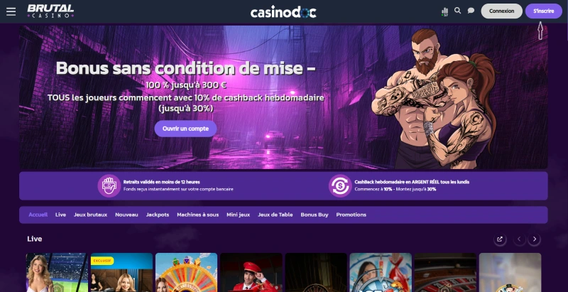 inscription étape 1 brutal casino