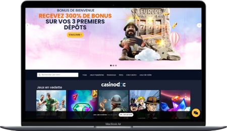 Interface du casino Europe777 sur ordinateur