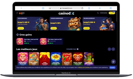 Interface de Nyxbets sur ordinateur