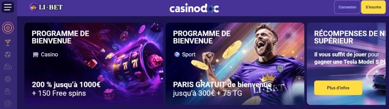 Bonus de bienvenue Libet casino