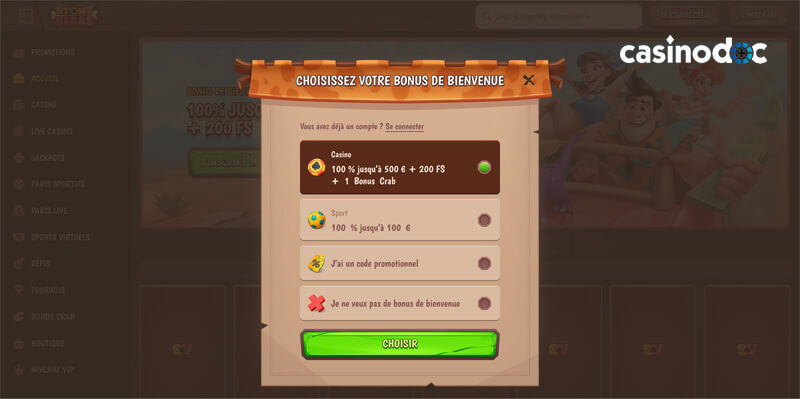 Inscription étape 2 sur Stonevegas