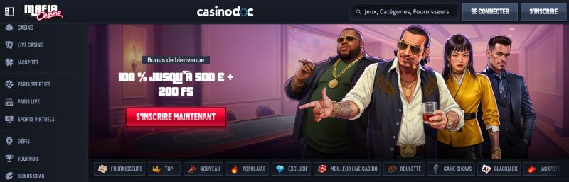 Inscription étape 1 Mafia Casino