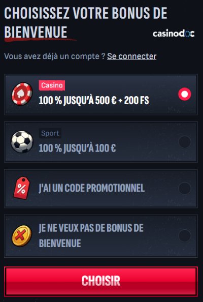 Inscription étape 3 MafiaCasino