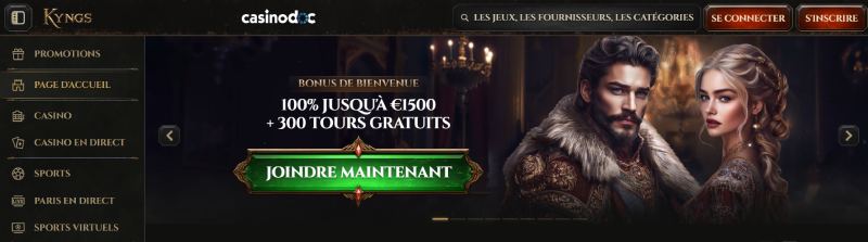 Page d'accueil du casino Kyngs