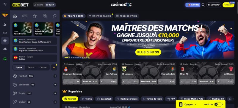 Les paris sportifs sur BDMBet