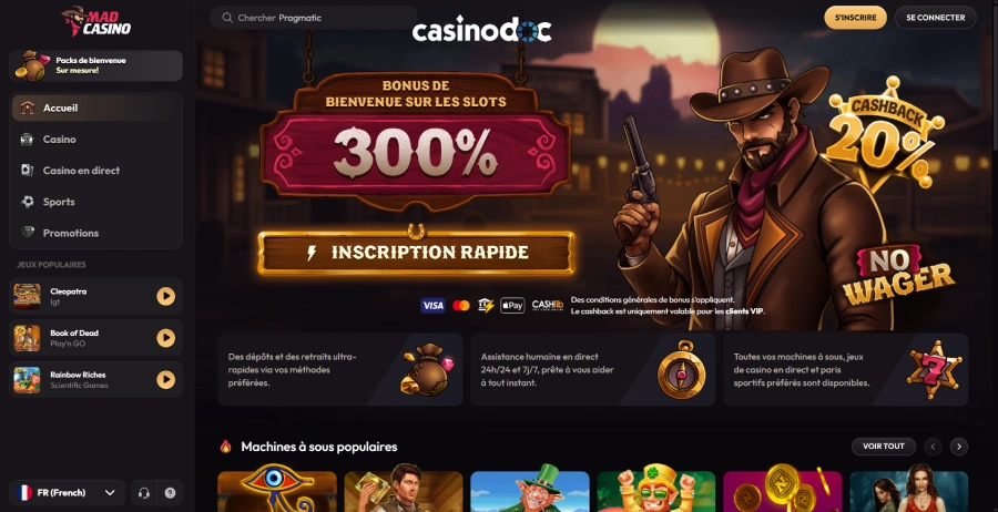 inscription étape1 mad casino