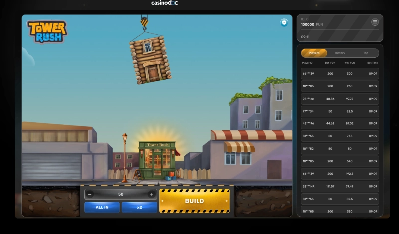 Tower Rush casino - capture d'écran du jeu Galaxsys