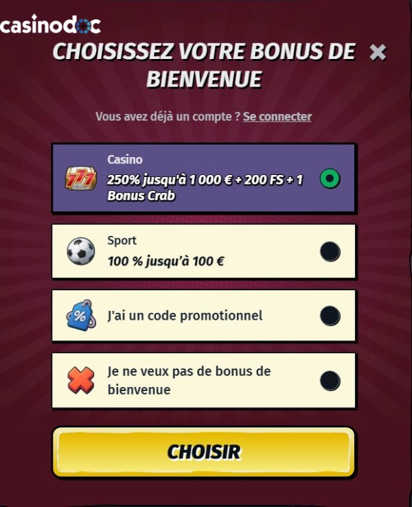 Inscription sur Allyspin Casino étape 3