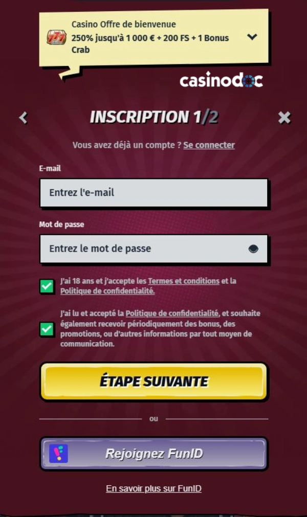 Inscription sur Allyspin Casino étape 4