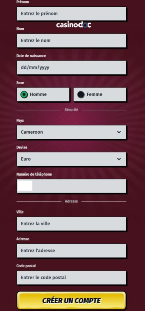 Inscription sur Allyspin Casino étape 5