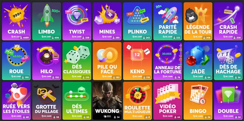 Mini-jeux crypto BC Game 