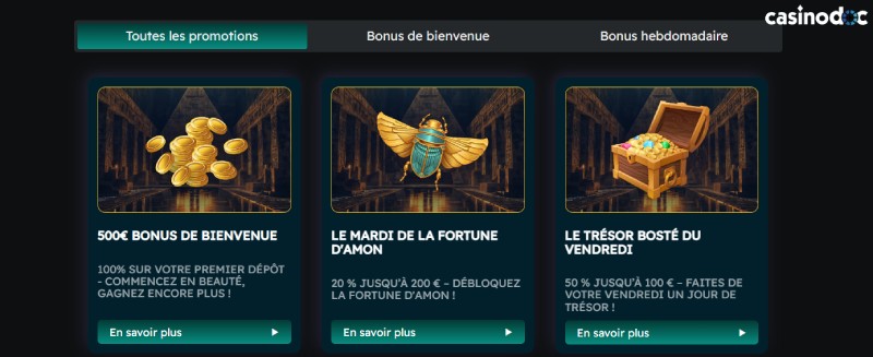 Capture d'écran promotions Amon
