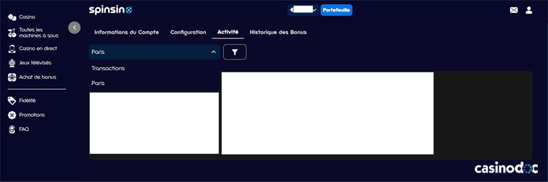 historique des transactions spinsino casino