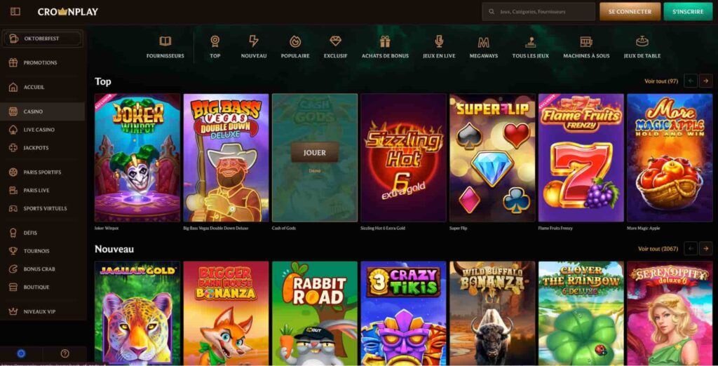 jeux disponibles sur Crownplay casino