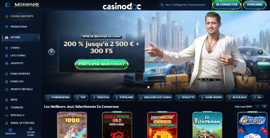 inscription étape1 millioner casino