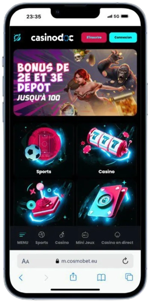 Cosmobet sur mobile