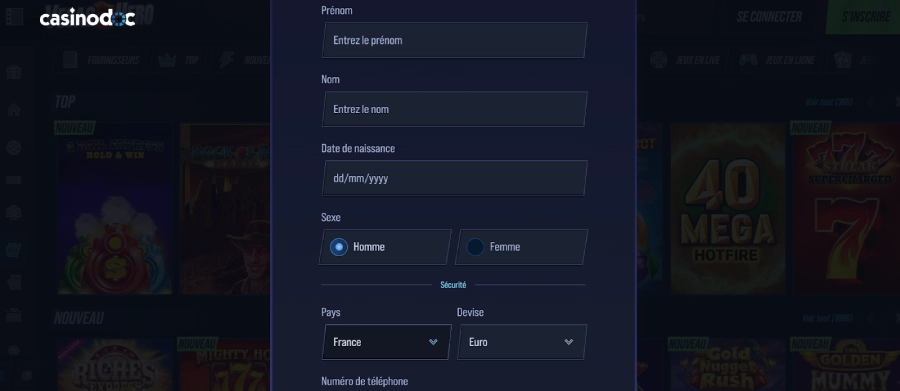 Inscription Vegas Hero étape4