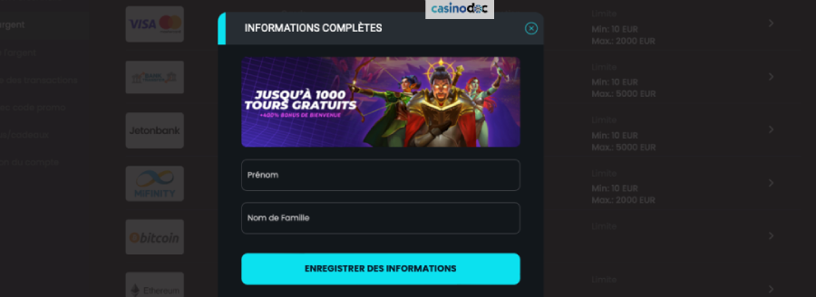 Inscription sur Cosmobet étape3