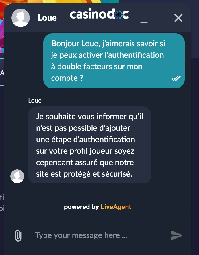 Service client de Peaches Casino