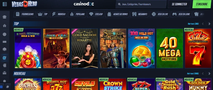 Vegas Hero section casino