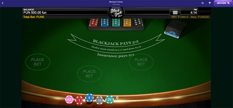 Blackjack Classic accessible dès 1 euro