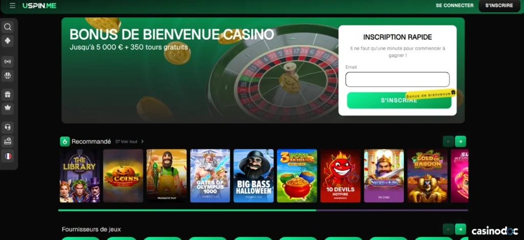 inscription uspin casino étape 1