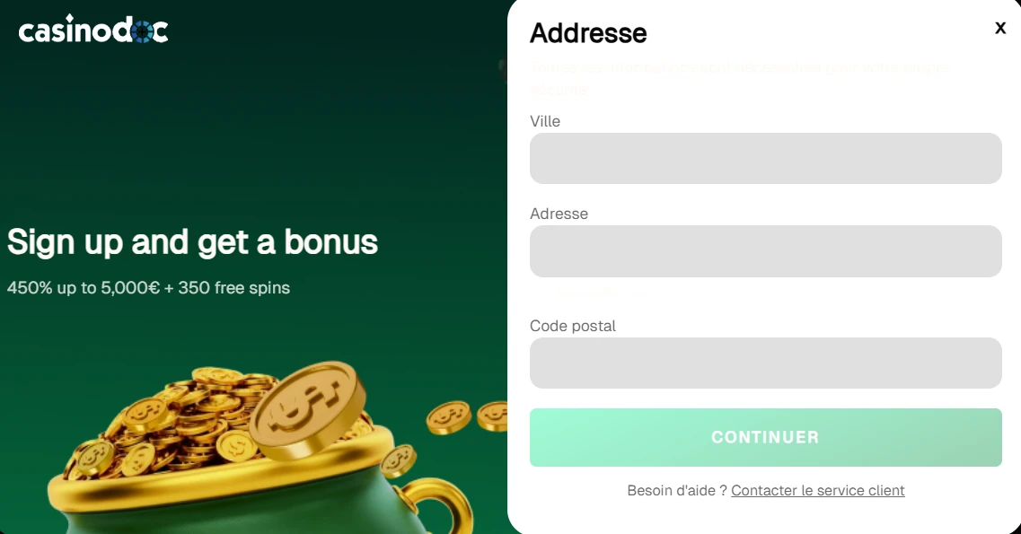 inscription uspin casino étape 4