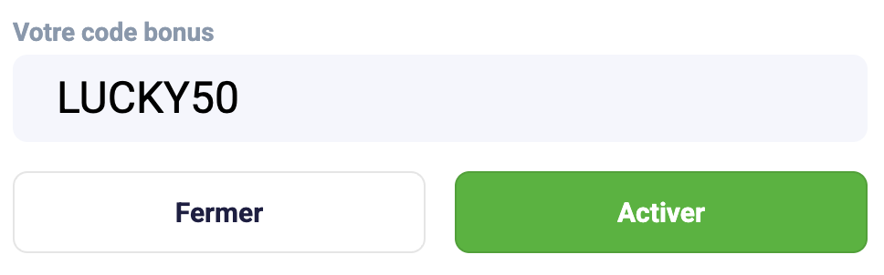 code promo sans dépôt lucky treasure