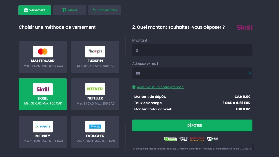 Dépôt casino 10 euros étape3