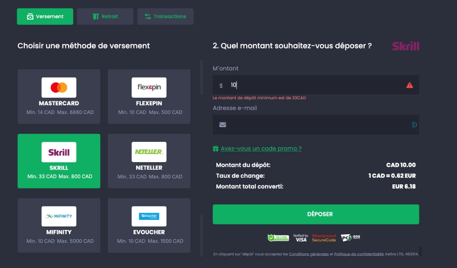 Dépôt casino 10 euros étape4