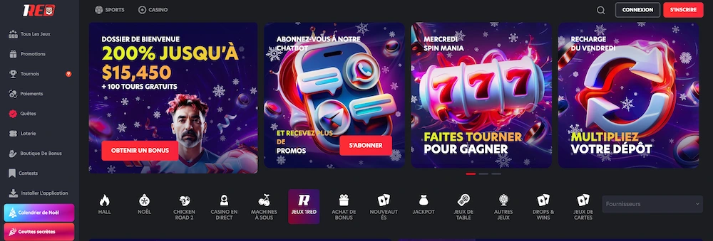 bonus de bienvenue 1red canada