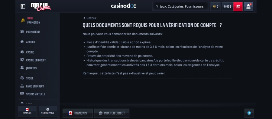 Etape 2 inscription sur un casino en ligne canadien